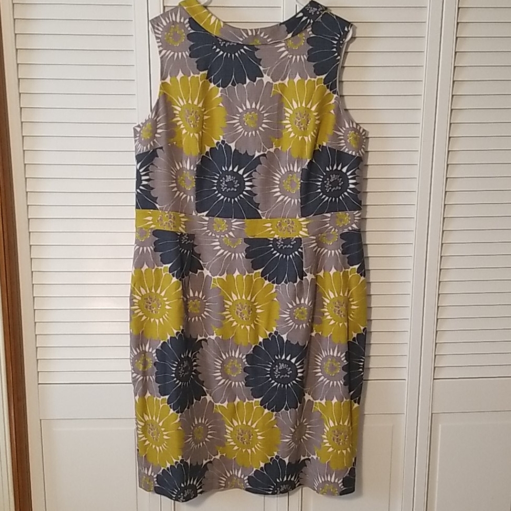 Sleeve less Teal/Gray/Yellow dress
